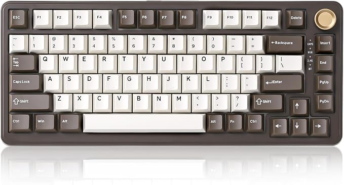 YUNZII B75 PRO Wireless Mechanical Keyboard,75% Layout with Knob,Hot Swap Gasket Structure,Creamy Pre-lubed Switches,RGB Backlit,Bluetooth/Type-C/2.4G for Win/Mac (Coffee Brown, Cocoa Cream V2 Switch)