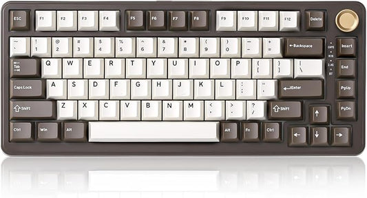 YUNZII B75 PRO Wireless Mechanical Keyboard,75% Layout with Knob,Hot Swap Gasket Structure,Creamy Pre-lubed Switches,RGB Backlit,Bluetooth/Type-C/2.4G for Win/Mac (Coffee Brown, Cocoa Cream V2 Switch)