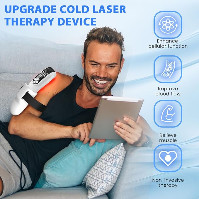 Infrared & Red Light Therapy Device, Portable Cold Red Light Therapy Wand for Body Joints & Muscles Wellness Support, Home Use for Human/Pet (4x808nm +12X650nm)