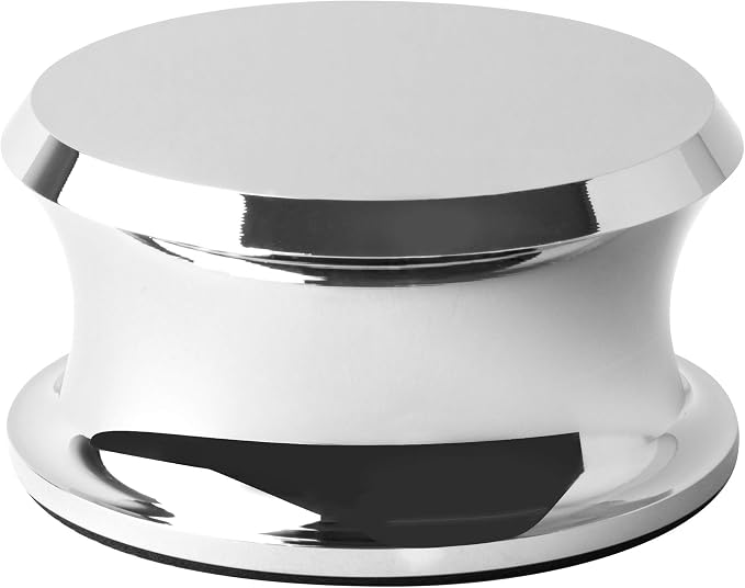 Hudson Hi-Fi BigBen Record Weight Stabilizer with Protective Leather Pad - 13-Ounce Vinyl Turntable Weight - Durable & Stylish LP Stabilizer - Fits on Any Turntable - Chrome