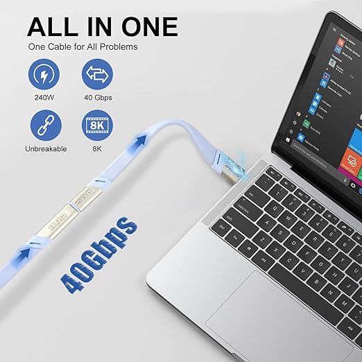 APEXSUN Type C to USB C 0.5Ft Male to Male Cable, Supports 240W Fast Charging, 8K Video Transmission, and 40Gbps Data Transmission, Compatible with Devices Such as Thunderbolt 4/3 and USB4/3