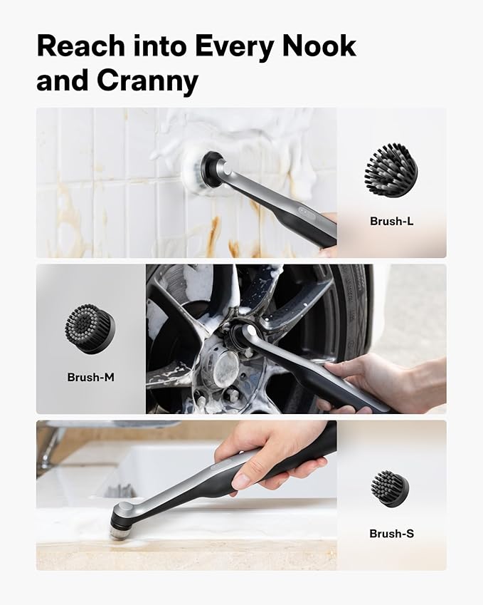 HOTO Cordless Electric Spin Scrubber, IPX7 Waterproof, for Bathroom, Kitchen, Tile, Shower, Grout, Corners