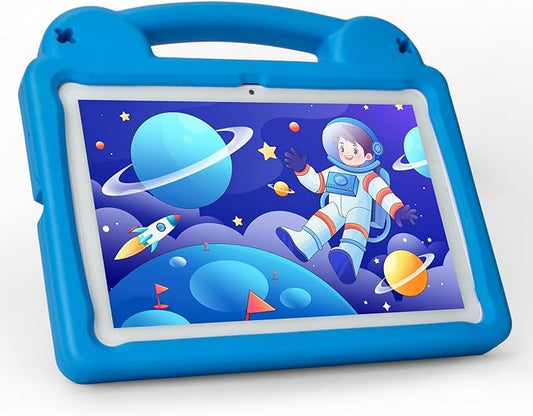 Kids Tablet, 10.1 Inch Android Tablet for Kids, A523 Octa-Core, 8GB+64GB, 5000mAh Battery with Blue EVA Case, Wi-Fi 6 (2.4GHz & 5GHz), Parental Control, GMS