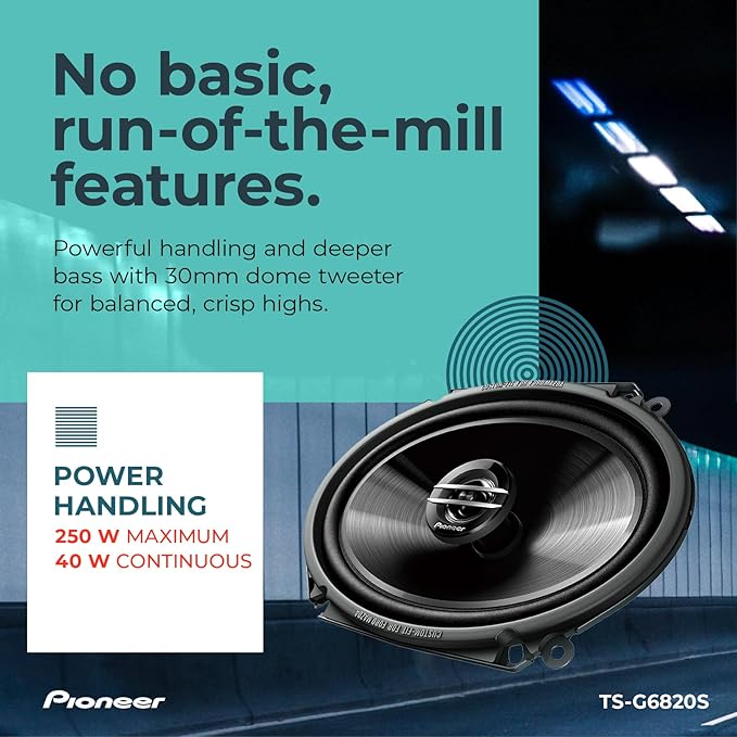 Pioneer G-Series TS-G6820S 6” x 8” 2-Way Speakers (Pair) – 250W Max, Balanced Sound + Smooth Treble, Great Stock Replacement, High-Efficiency Speaker Designed for OEM Power