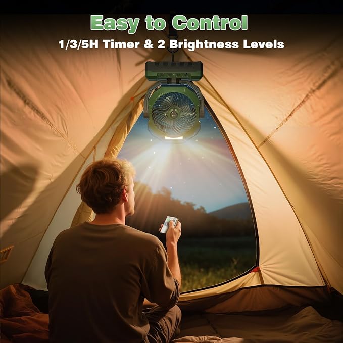 460ml Tank Portable Misting Fan,36000mAh Rechargeable Battery Powered Camping Fan with 4 Speeds,3 Timers,2 Light Modes,Jobsite Beach Summer Essentials,Mist Fan for Indoor Outdoor Patios Travel,Green