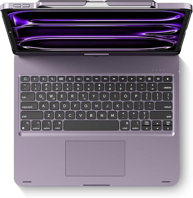 edaiser Swivel Keyboard Case for Apple 2026 iPad Air 13-inch M4 M3 M2, iPad Pro 13 inch M4 M5, iPad Pro 12.9-inch 6th-3rd; 360 Rotatable Cover with Pencil Holder, Trackpad, Backlit, Metallic Purple