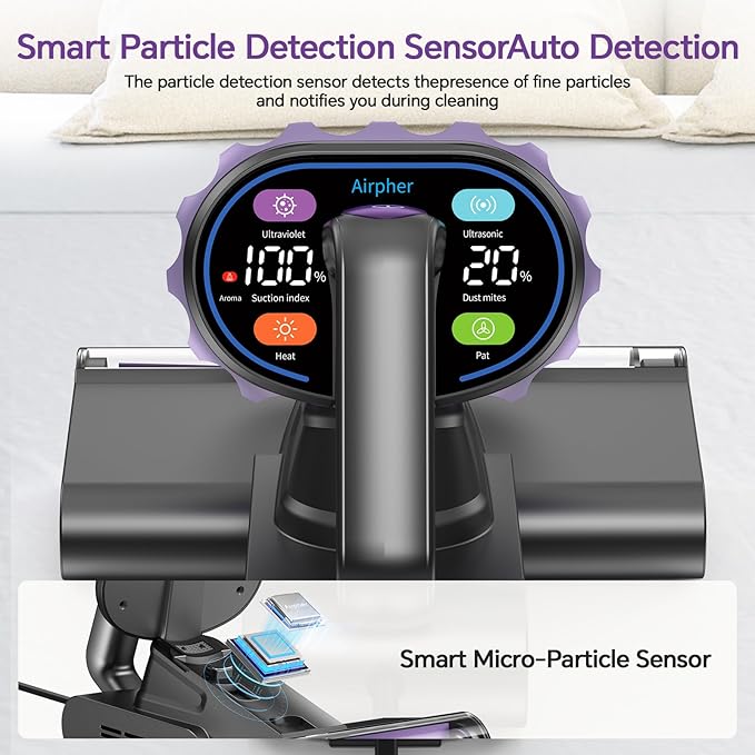 Mattress Vacuum Cleaner 18Kpa Bed Vacuum Cleaner with Smart Dust Sensor,253.7nm UV-C Light,HEPA Filter,150°F Heat,500W Powerful Handheld,for Bed,Sofa,Couch,CribMother's Day Gift Ideas for Women