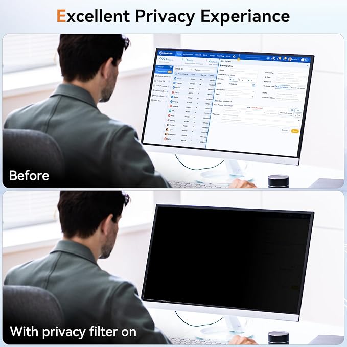 Mamol 23 Inch Computer Privacy Screen Filter for 16:9 Widescreen Monitor, Anti Glare & Blue Light Filter, Removable Computer Monitor Privacy Shield, Anti-Scratch Screen Protector Film 23 in