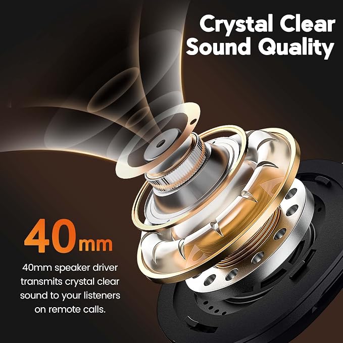 EKSA Truck Driver Bluetooth Headset with Microphone, Environmental Noise Cancelling Wireless Headphone, 99ft Long Wireless Range, Up to 30 Hours of Talk Time, Ultra-Large Soft Earmuff Trucker Headset