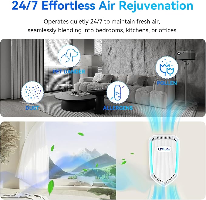 3Pack Air Ionizer Plug In, Filterless Home Negative Air Purifier, Quiet Air Freshener Portable Cleaner for Odors Smoke Dust, Air Purifiers for Home Office, Bedroom