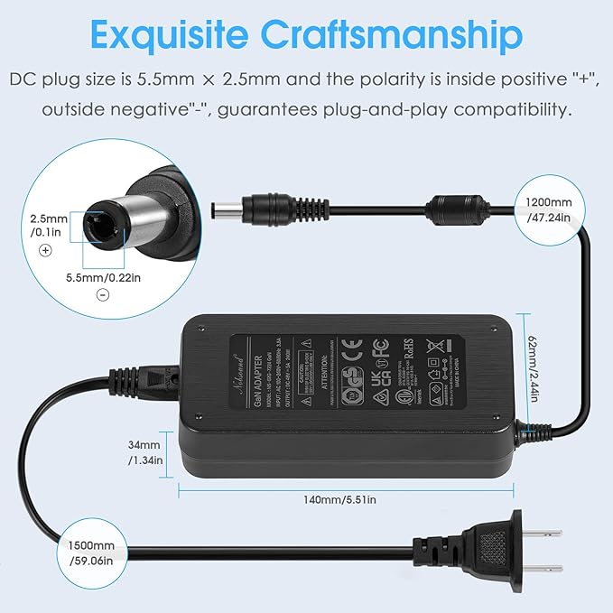 Nobsound 48V5A GaN Power Supply: High-Efficiency 240W DC Adapter for Home Amplifiers & Audiophile Audio Systems (FCC/CE/RoHS Certified)