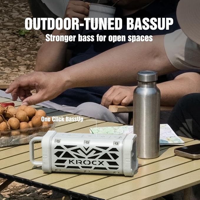 TRAVOR Magnetic Bluetooth Outdoor Speaker, Rugged All-Aluminum Build, 45W, Deep Bass, IP68 Waterproof Portable Speakers for Golf Cart, Camping & Beach TWS Wireless Pairing-Cloud Dancer Metallic