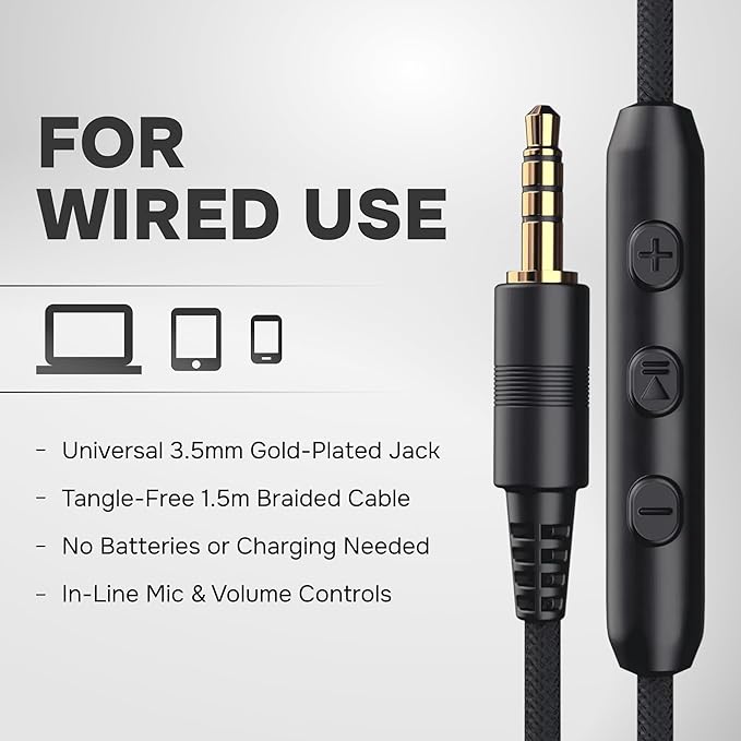 Artix CL750 Adults & Kids Headphones with Cord - Plug-In Over Ear Headphones Wired with Mic and Volume Control, Corded Head phones for Laptop, Computer, Chromebook, Tablet & Smartphone with 3.5mm Jack