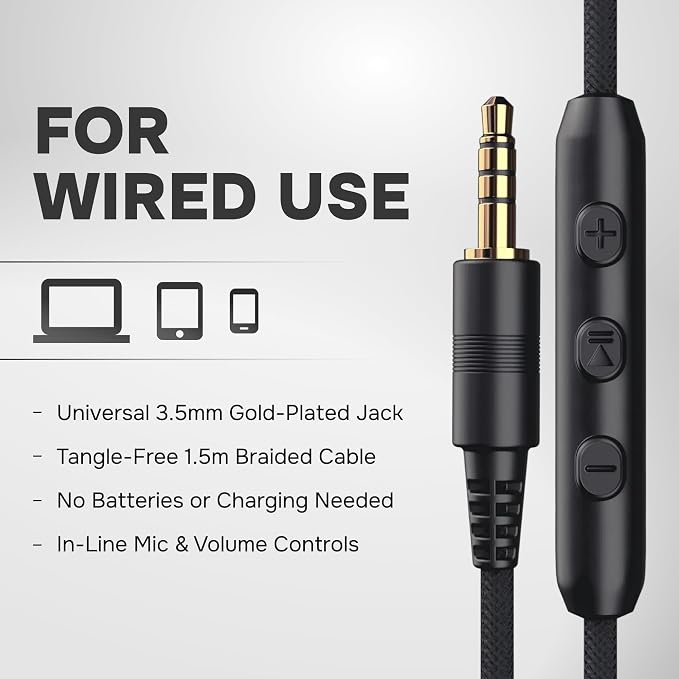 Artix CL750 Adults & Kids Headphones with Cord - Plug-In Over Ear Headphones Wired with Mic and Volume Control, Corded Head phones for Laptop, Computer, Chromebook, Tablet & Smartphone with 3.5mm Jack