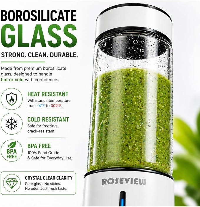 Portable Smoothie blender Glass bottle Mini USB rechargeable 2 battery Handheld Shakes blend Cup USB juicer Cordless Personal smoothies maker mixer