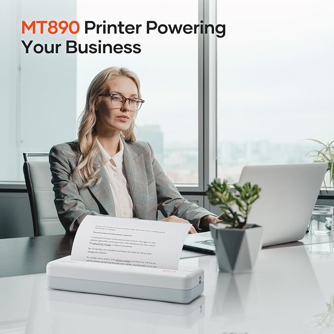 iDPRT MT890 Portable Wireless Printer with 5 Rolls Thermal Paper