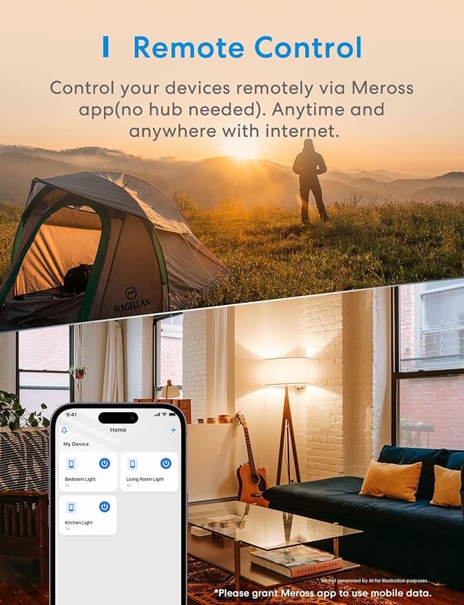 meross 3-Way Smart Switch 2 Pack, Neutral Wire Required, Compatible with Apple HomeKit, Alexa, Hey Google and SmartThings, Single Pole & 3 Way, 2.4GHz Wi-Fi, Remote and Voice Control, No Hub Required