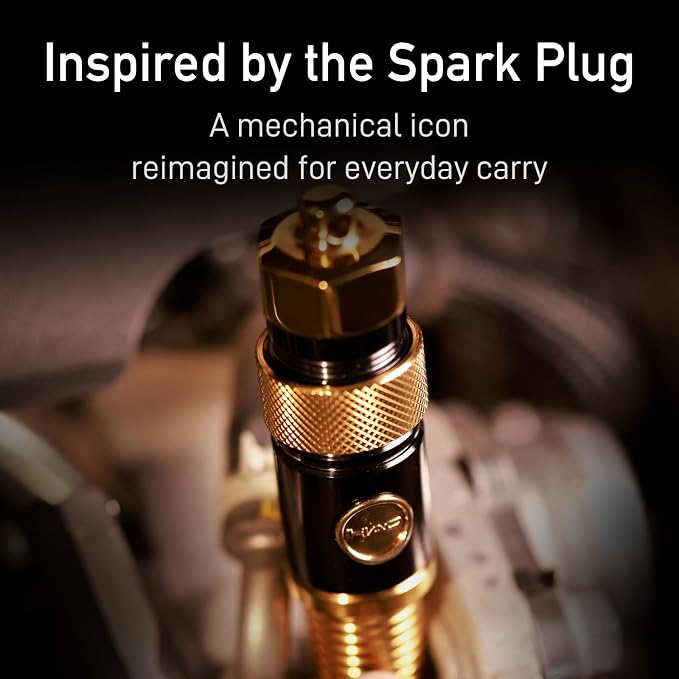 Spark Plug Electric Arc Lighter, Rechargeable Flameless USB-C Metal EDC Gear, Stainless Steel Gift for Men with Gift Box (Gold)
