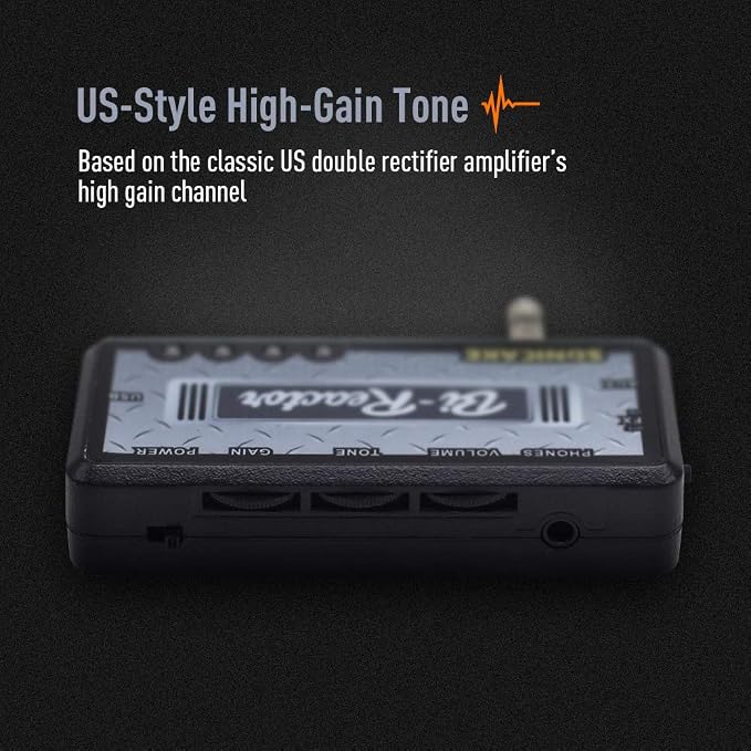 SONICAKE Guitar Headphone Amp, Mini Guitar Amplifier Plug-in USB Chargable Portable US Style High Gain Tone with Delay Carry-On Pocket Bedroom Effects for Electric Guitar