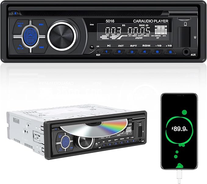 Single Din Car Radio CD Player,Car DVD Player with Bluetooth Hands-Free Calling Car Stereo MP3 Car Player Car Audio Receivers with AM/FM Radio,VCD,DVD,USB/SD Card/AUX-in MP3