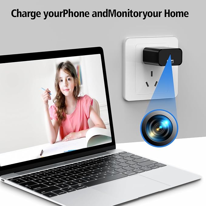 64GB Mini Camera 1080P Security Camera Nanny Cam with Night Vision and Motion Detection for Indoor and Home, No Need WiFi