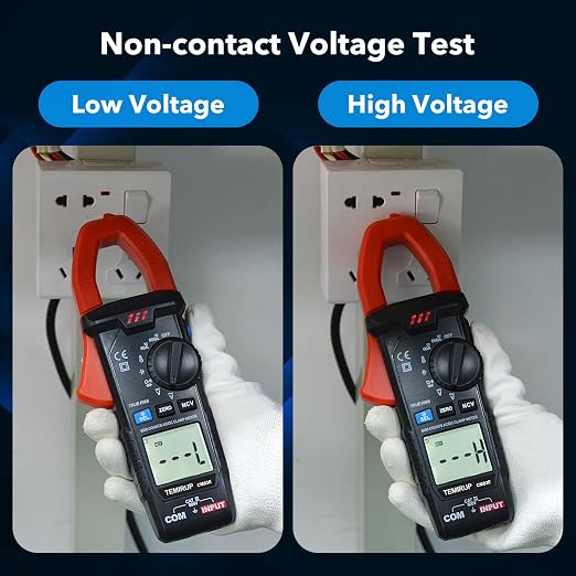 Digital Clamp Meter Multimeter, TRMS 6000 Counts 600A Current Amp Volt Meter, Auto-Ranging Voltage Tester Measures AC DC Current Voltage Resistance Capacitance Temperature Diodes Continuity NCV