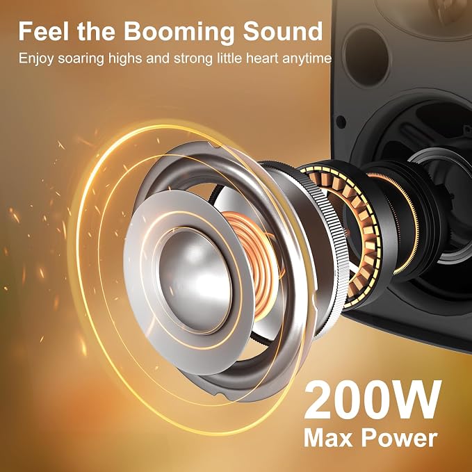 STUDIOFINIX 6.5-Inch 400W Outdoor Bluetooth Speakers Waterproof Wired, Wall-Mount Waterproof Speaker System for Patio, Home, Poolside, Deck, Backyard (Pair,Black)