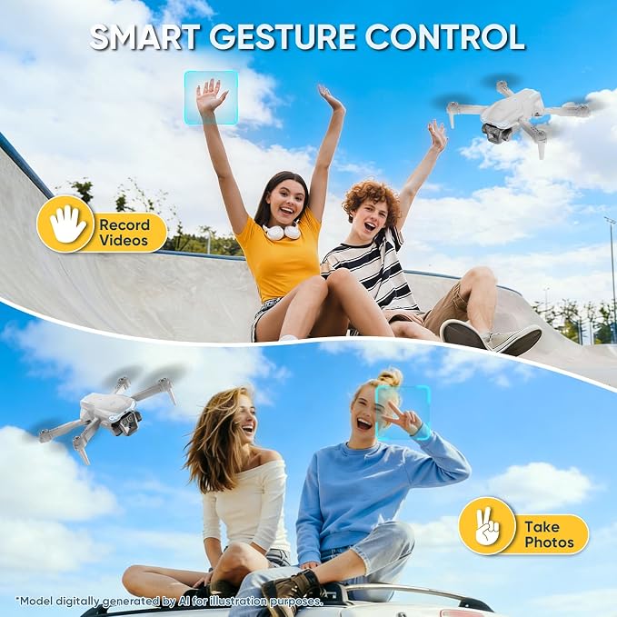 1080P Drone with Camera for Adults, Kids & Beginners, Foldable FPV Quadcopter with One Key Takeoff/Landing, Gesture Control, 360° Flips, 2 Batteries, Easy Flying Toy Gift for Teen Boys and Girls