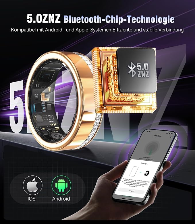 10 Gen Diamond Smart Ring and Wireless Charging Case【Industry Ranking No.1 – 0 Measurement Error】 2026 Smart Ring for Women & Men for Sleep Tracking Wearable Device,Fitness Ring Gold 8#