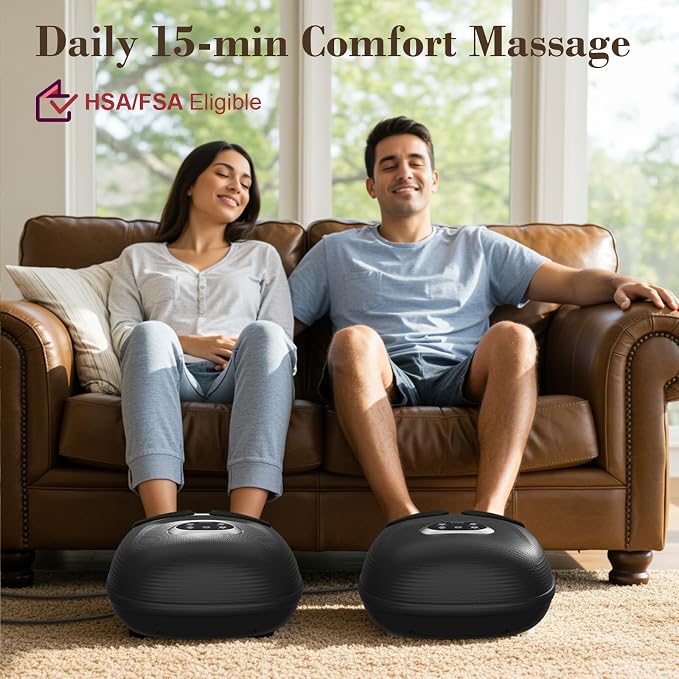 CuPiLo Foot Massager FSA Eligible HSA 2026 Upgraded, Birthday Gifts for Women Men Mom Dad, Feet Massager with Heat for Plantar Fasciitis Relief, 5 Levels Compression & Vibration Massage for Neuropathy