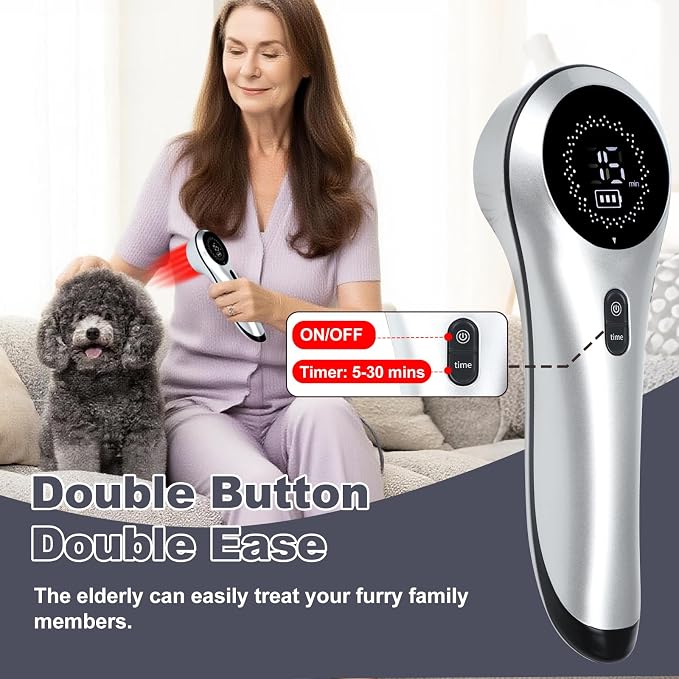 Handheld Home Cold Laser Therapy Device for Dogs and Pets, Vet Infrared Red Light Treament Machine with 808nm & 650n, LLLT Physiotherapy Equipment Portable, Animals Teddy Chihuahua Puppy Cat Horse