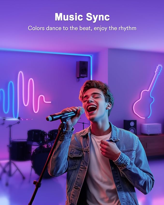 Lumary Smart RGBAICW Neon Rope Light Indoor, 9.8ft LED Lights for Bedroom Works with Alexa/Google Assistant, 180LEDs/m RGB & Warm White & Cool White Strip, Wall Decor for Halloween, Softer Material
