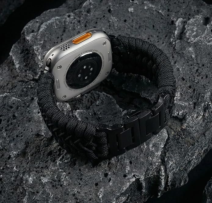 Tefeca Titan Series Paracord Band Compatible with Apple Watch Ultra 2/49mm, Series 10/46mm, 9/8/7/45mm, SE2/SE/6/5/4/44mm, and 3/2/1/42mm