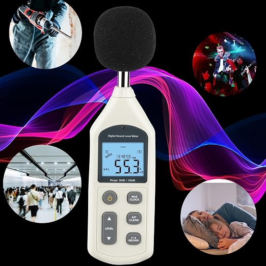 Decibel Meter, Professional Sound Level Meter with Backlight Display, USB Available SPL Meter 30 to 130dB, EC651 & ANSI S1.4 Standards A/C Weighted Sound Meter, Noise Meter with Records to 4700
