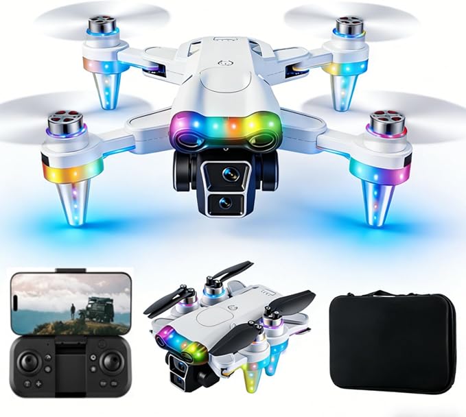 Drone for Kids 8–12 with Camera – Drone with Camera for Kids & Beginners, Mini Kids Drone with Fancy LED Lights, Dual Batteries, Indoor & Outdoor Toy Gift