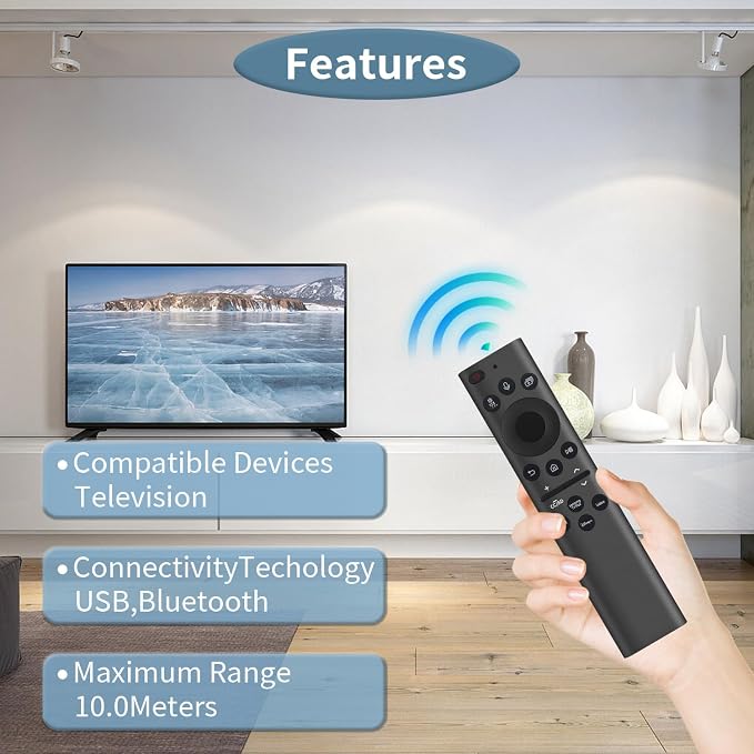 Rechargeable Solar Remote Replacement for Samsung Smart TV, Solarcell, USB-C/Type C Fast Charging, Voice&BT, Compatbile with Samsung Remote Control for Smart TV 2025-2018