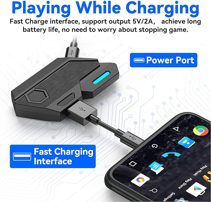 Gaming Keyboard Converter Gaming Keyboard Set RGB Gradient USB One Handed Keyboard Type C Wired Mobile Phone Holder(Mix SE automatic pressure gun set)