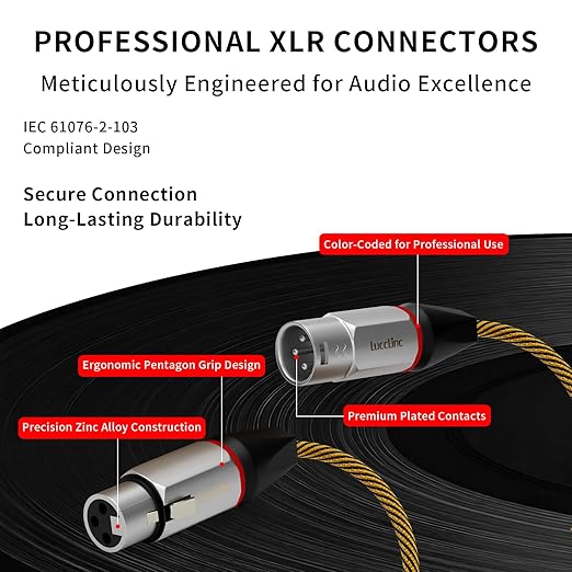 50ft XLR Cables 2 Pack, Balanced Microphone Cable Male to Female, Durable 3-Pin Cord for Recording Stage，Audio Cords