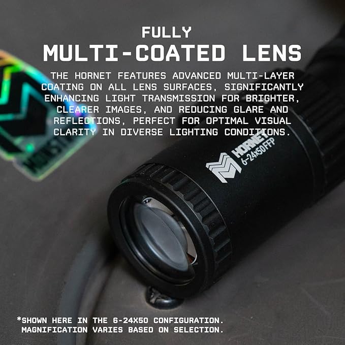 Monstrum Hornet 4-16x50 FFP Rifle Scope | Includes Zero Stop, Bubble Level Scope Rings, and Detachable Sunshade