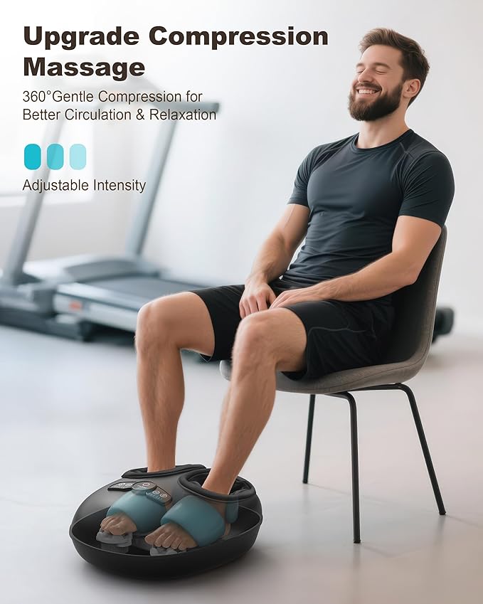 Beleduc Foot Massager with Heat and Compression, FSA Eligible, Deep Kneading Shiatsu Foot Massager for Plantar Fasciitis & Neuropathy, 3 Intensities, Washable Covers, Gifts for Men Women