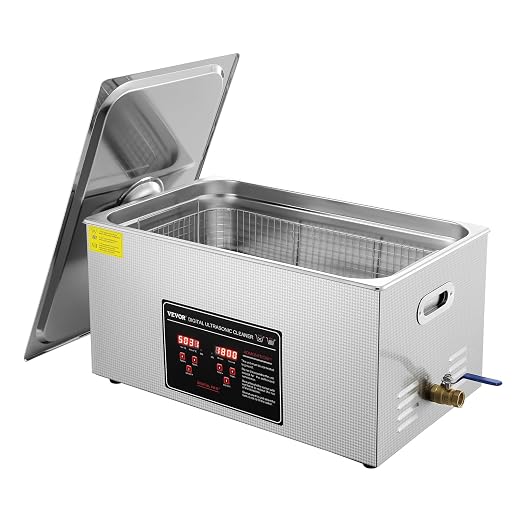 VEVOR Ultrasonic Cleaning with Digital Timer & Heater, Professional Ultra Sonic Jewelry Cleaner, Stainless Steel Heated Cleaning Machine for Glasses Watch Rings Small Parts Circuit Board (22L)