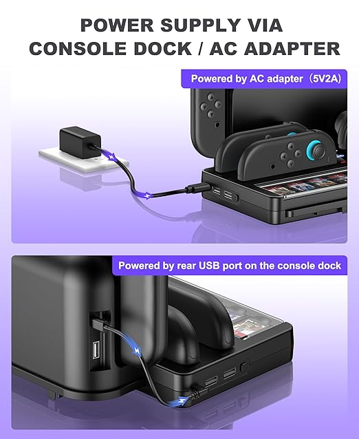 Switch 2 Game Organizer & Charging Station – Charges 4 Joy Cons & Stores 20 Game Cards | Joy-Cons Controller Charging Dock with Sync USB | Compatible Only with Nintendo Switch 2 (2025)