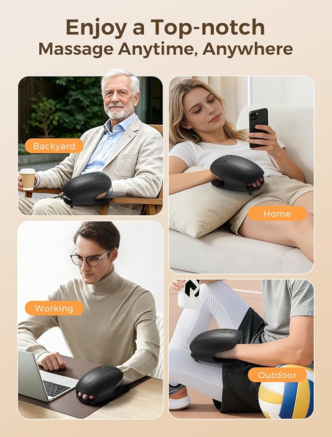 Estefanlo Hand Massager with Heat and Compression, Cordless Hand Massager for Arthritis Pain Relief, 3 Modes Air Compression Finger Massage Device, 2 Heat Levels, Washable Silicone Liner, Black