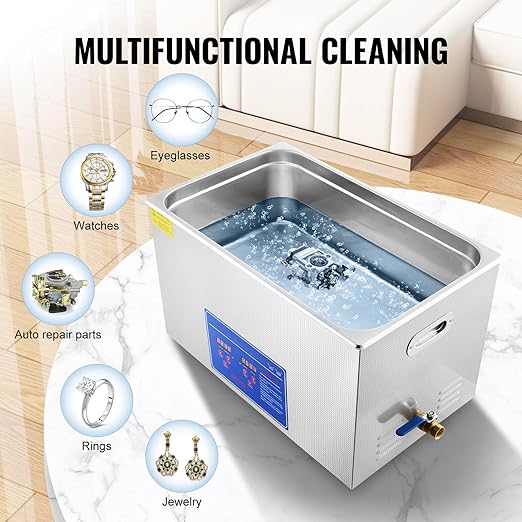 VEVOR Ultrasonic Professional Cleaner, 30 L Ultrasound Jewelry Cleaner with Digital Timer & Heater, Stainless Steel Industrial Sonic Cleaner 40kHz for Glasses, Watches, Rings, Small Parts