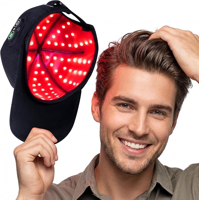 Red Light Therapy for Hair Growth with 660nm & 850nm Wavelength,Laser Hair Growth Cap with Adjustable Light Levels, Wireless and Rechargeable Hair Regrowth Cap for Men and Women