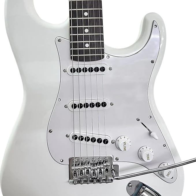SAPHUE Prewired ST Pickguard Coil Pickups Adjustable Big Screws Loaded Electric Guitar Pickguard for Fender Strandard Straocaster Guitar Parts (SSS,White)