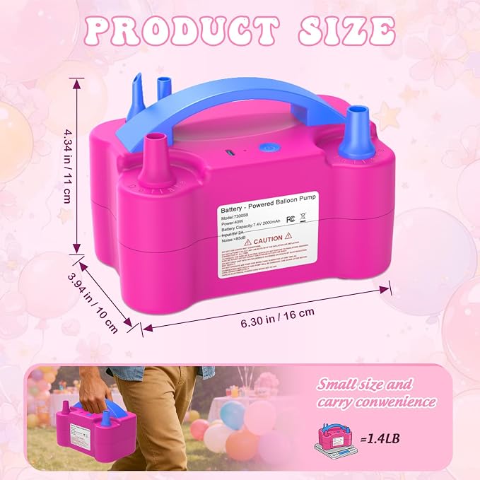 IDAODAN Electric Balloon Pump, Portable Electric Balloon Blower Machine Inflator Air Pump for Party Decorations