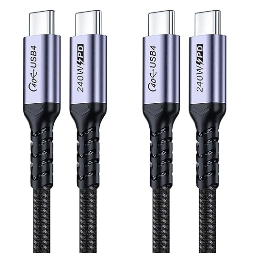 240W USB C Cable 3ft 2 Packs, USB 4 Fast Charging, 40Gbps High Speed Data Speed, 8K Video Monitor Cables Compatible with Thunderbolt, iPhone 16/16 Pro/16 Plus/16 Pro Max, MacBook Pro