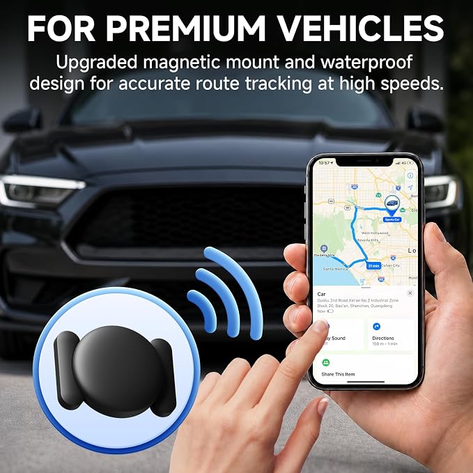 Mini Magnetic GPS Tracker for Vehicles No Subscription for iOS (1P) | Car GPS Tracker Portable GPS Tracking Device,Real-Time GPS Tracking for Kids, Car, Pets