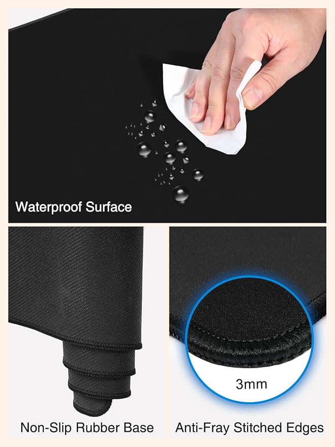 Mouse Pad with Wireless Charging for Phone/AirPods/Apple Watch, 31.5"x15.8" Large, Waterproof Smooth Surface, Non-Slip Base, with Adapter